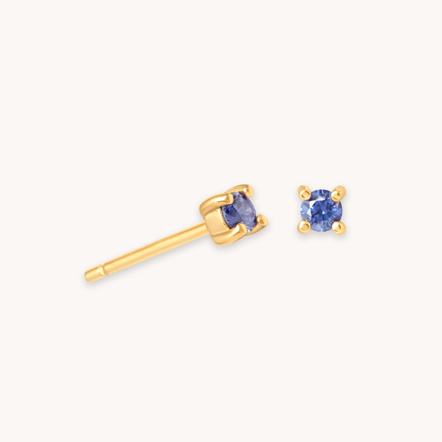 December Birthstone Stud Earrings in Gold with Tanzanite CZ