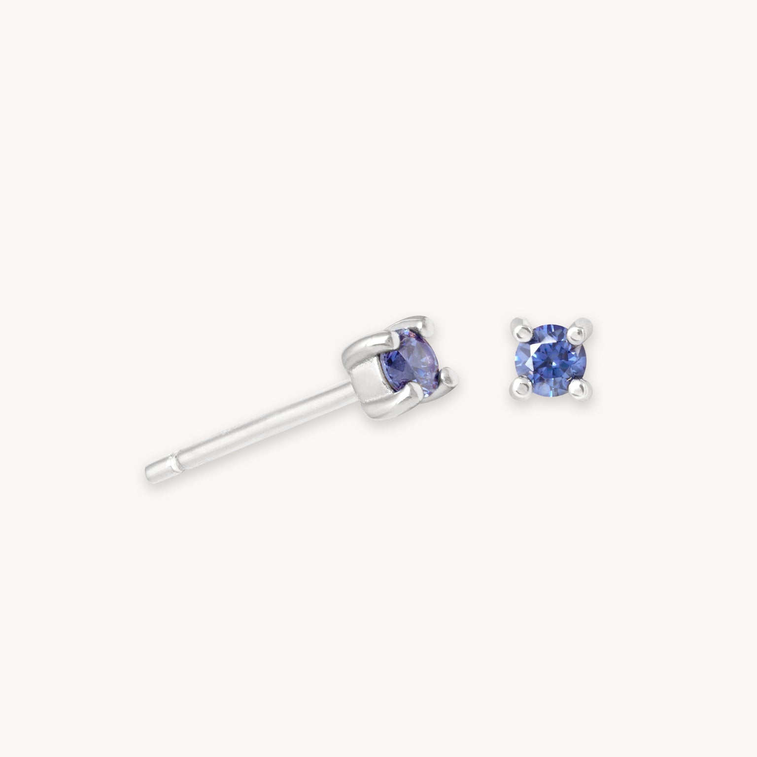 December Birthstone Stud Earrings in Silver with Tanzanite CZ