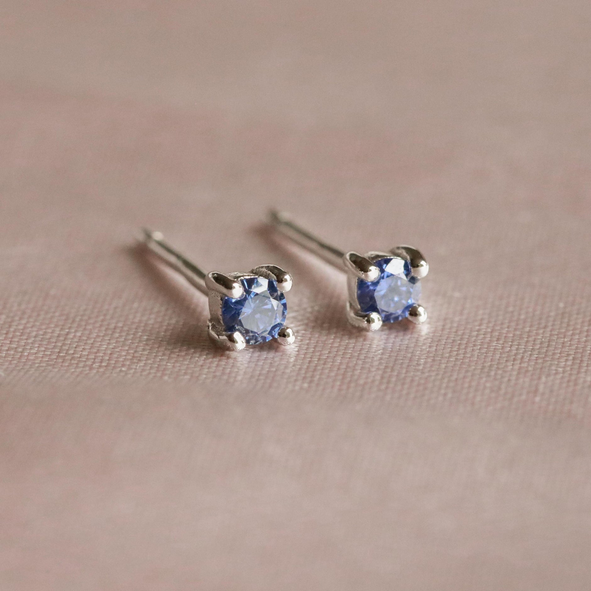 December Birthstone Stud Earrings in Silver with Tanzanite CZ