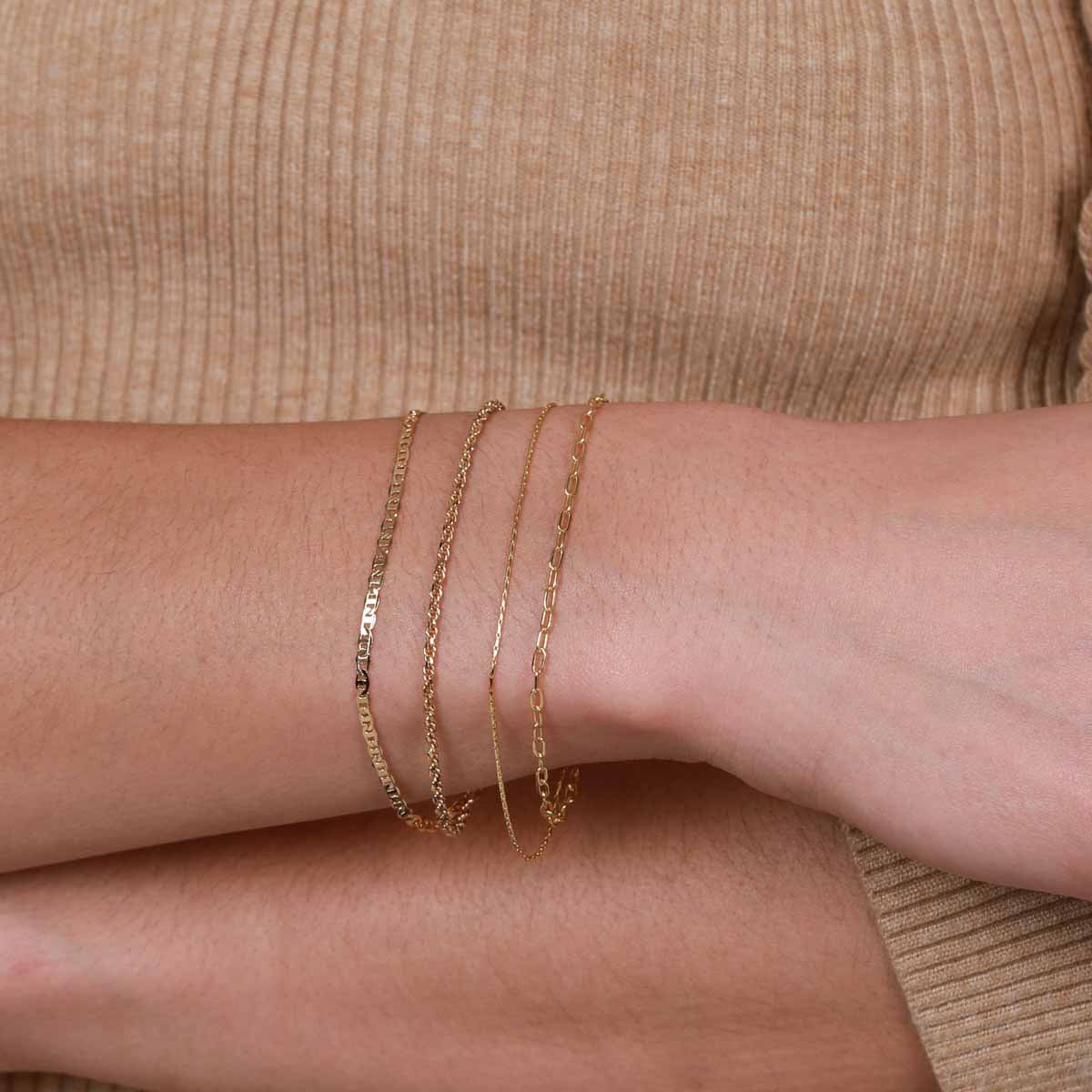 Double Chain Bracelet in Gold worn