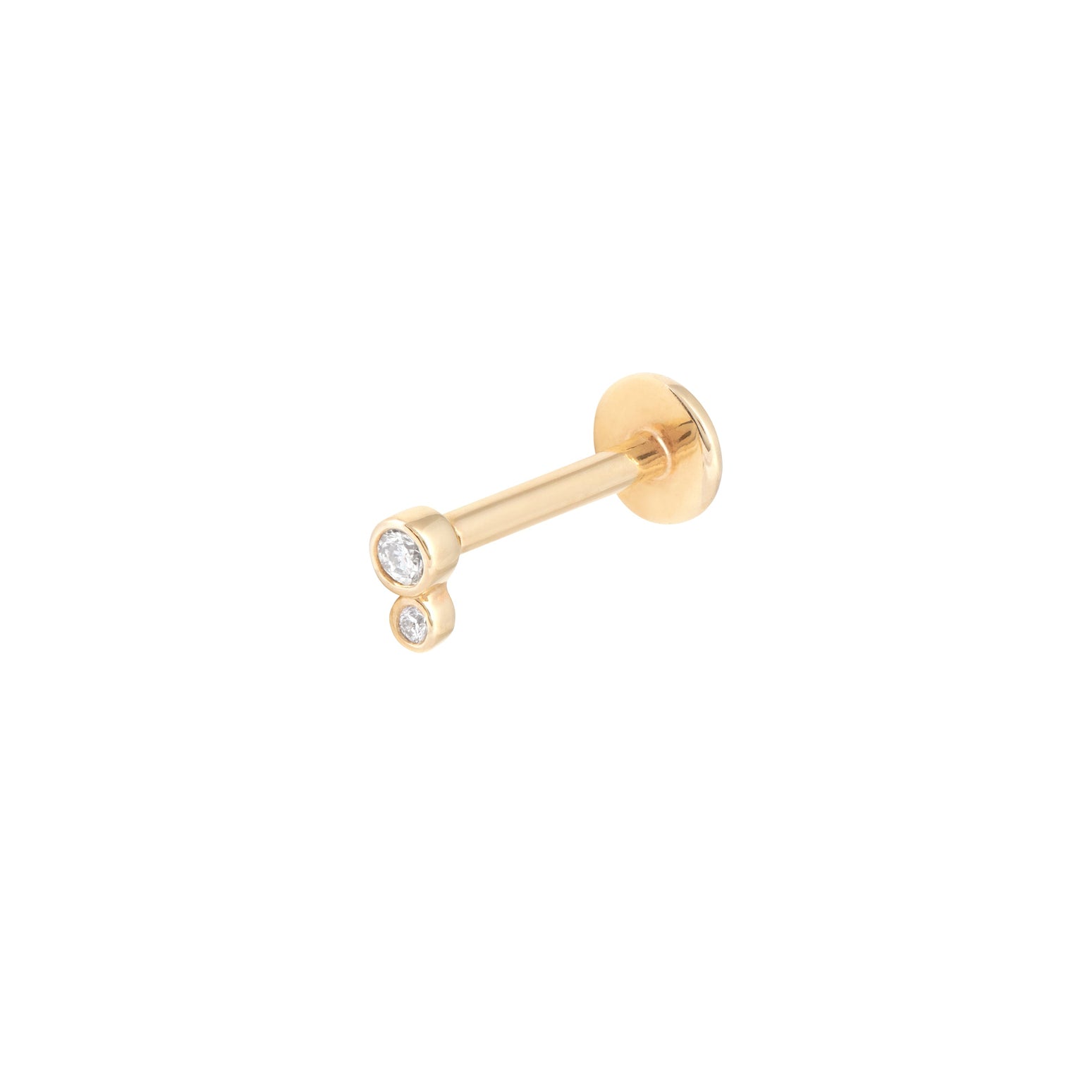 Solid Gold Double Diamond Piercing Stud