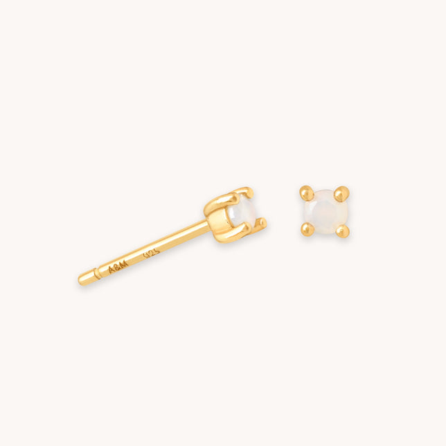 June Birthstone Stud Earrings in Gold with Moonstone CZ