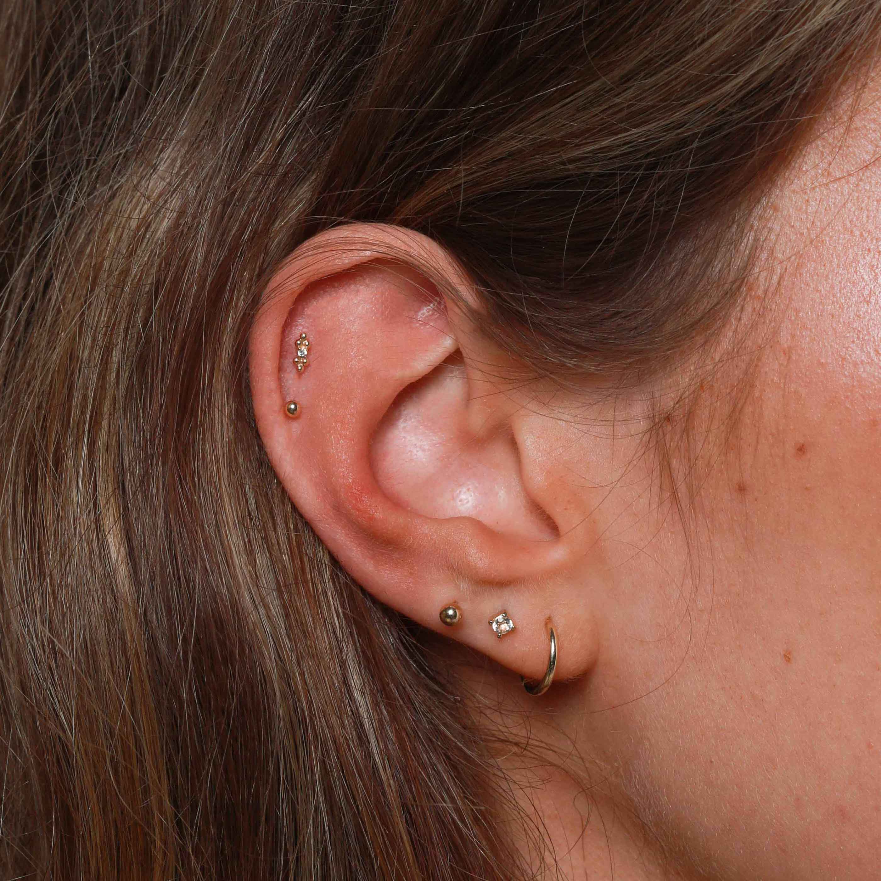 Large Ball Stud Earrings in Solid White Gold