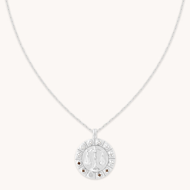 Libra Bold Zodiac Pendant Necklace in Silver
