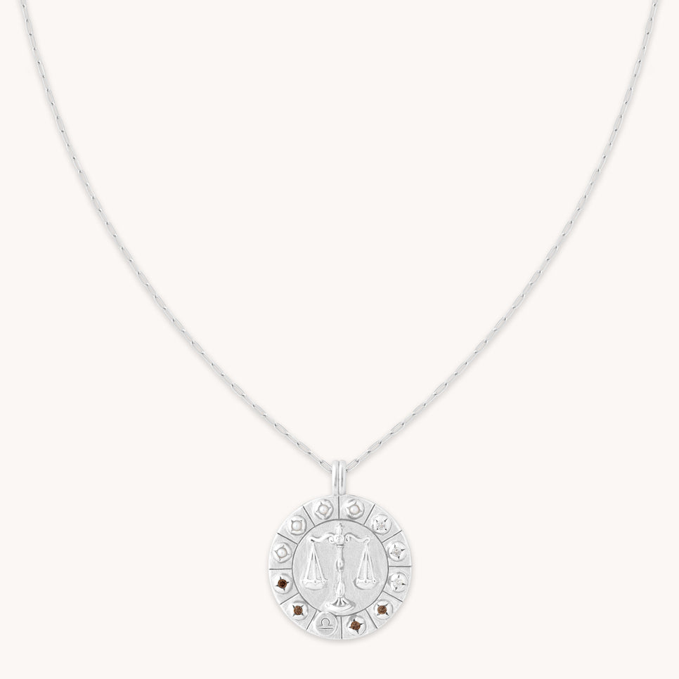 Libra Bold Zodiac Pendant Necklace in Silver