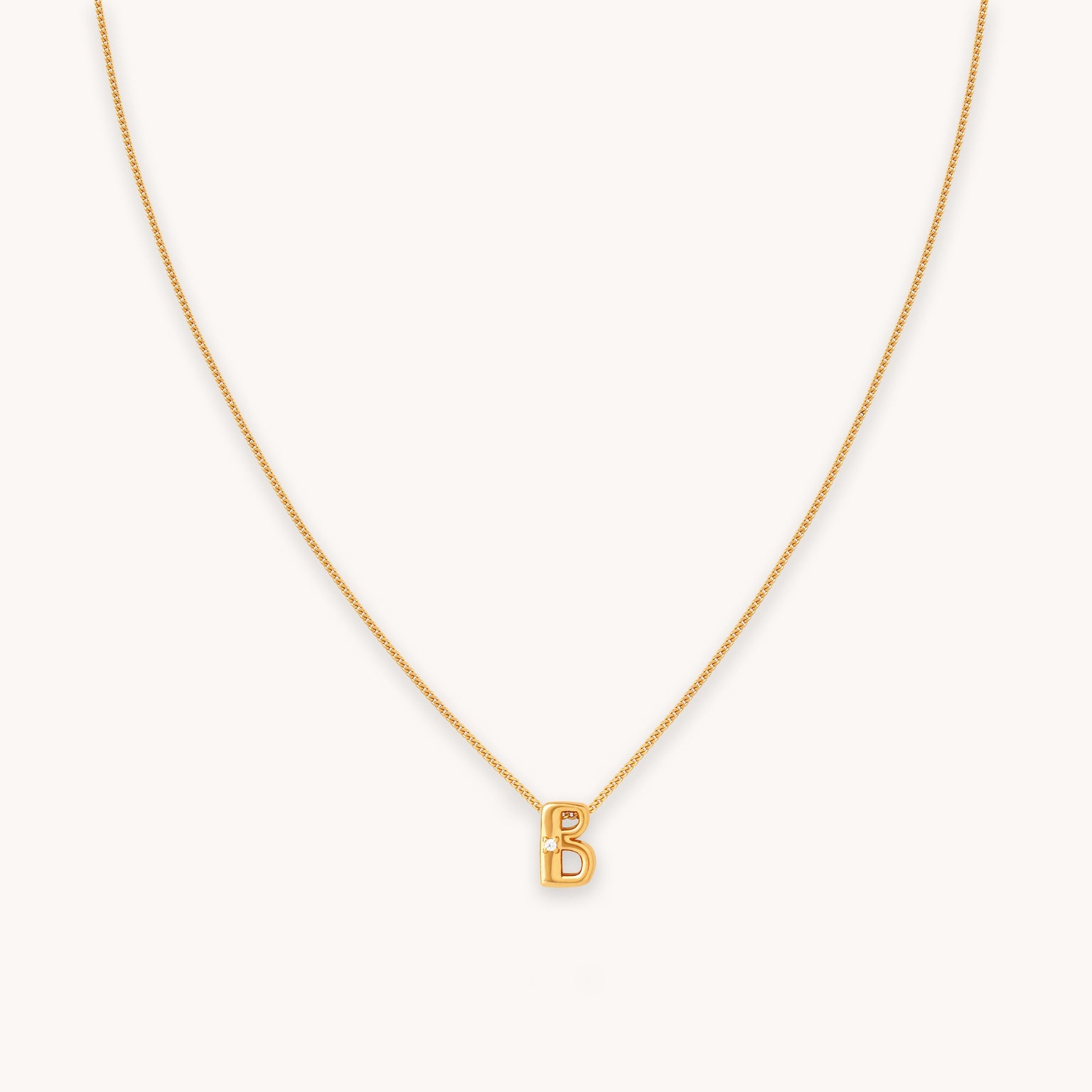 B Initial Pendant Necklace in Gold