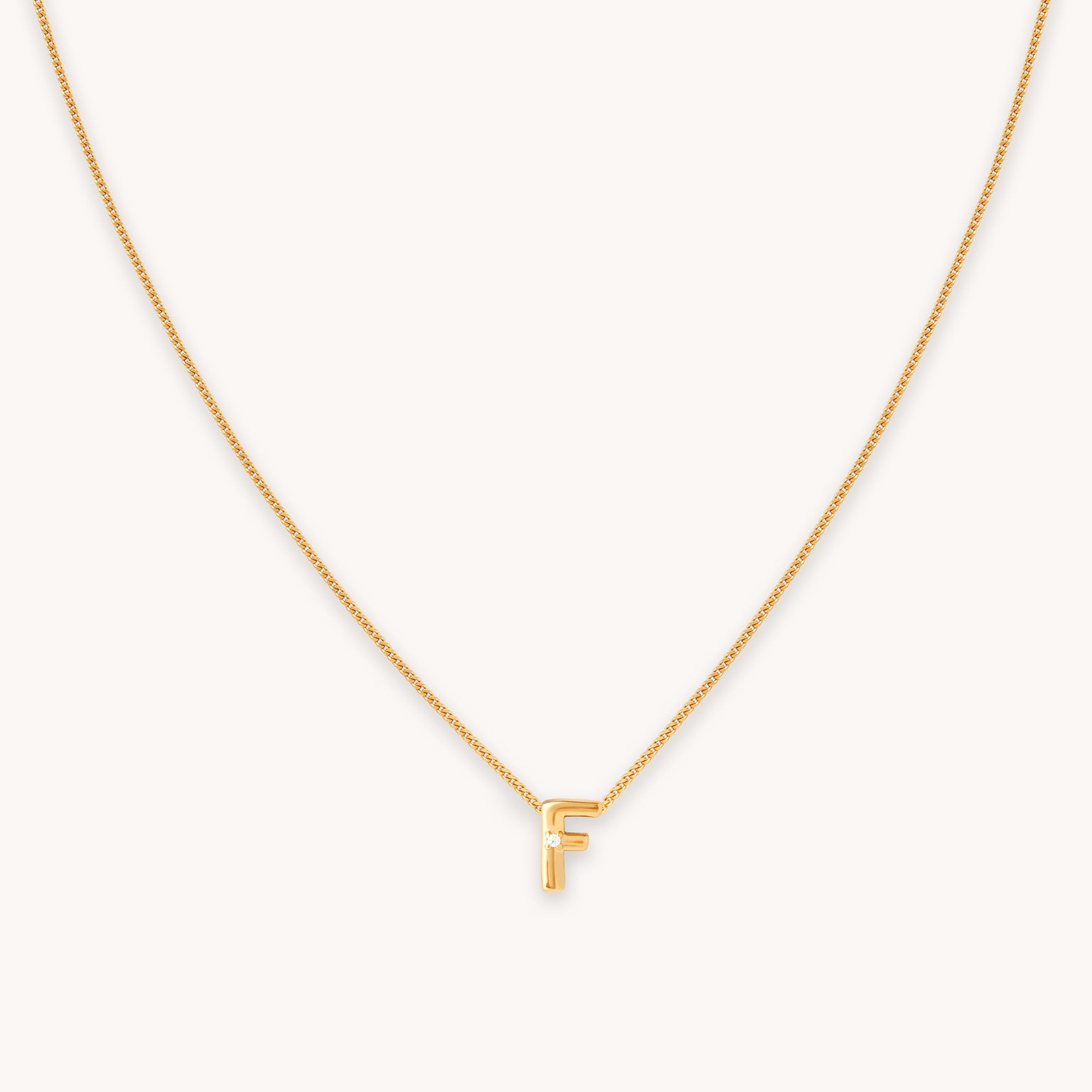 F Initial Pendant Necklace in Gold
