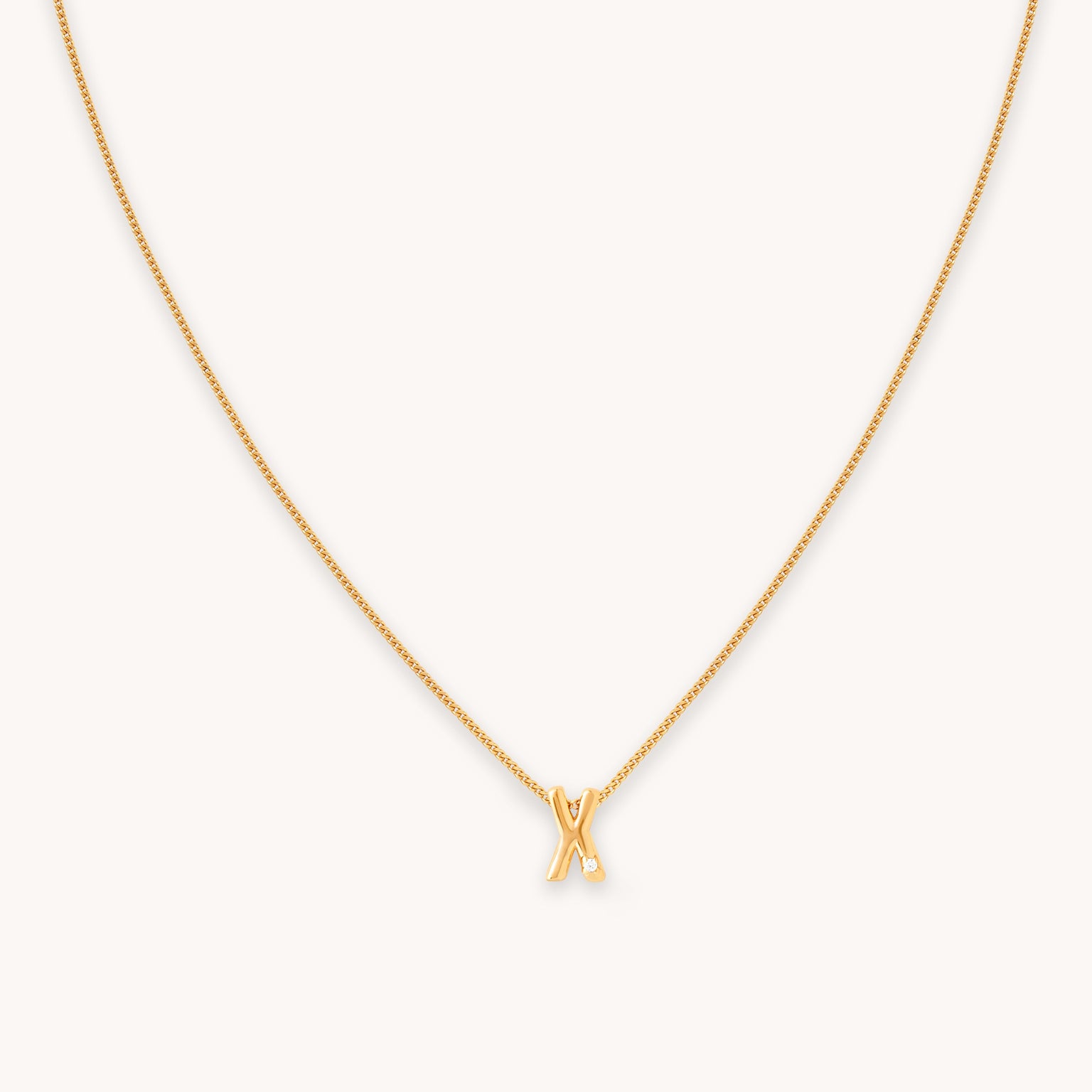 X Initial Pendant Necklace in Gold