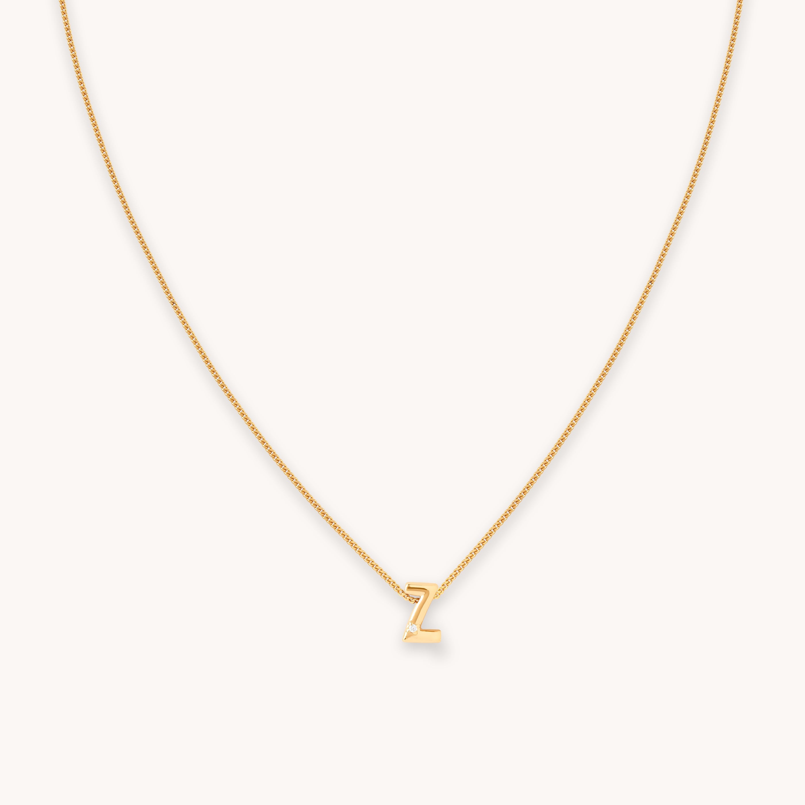 Z Initial Pendant Necklace in Gold