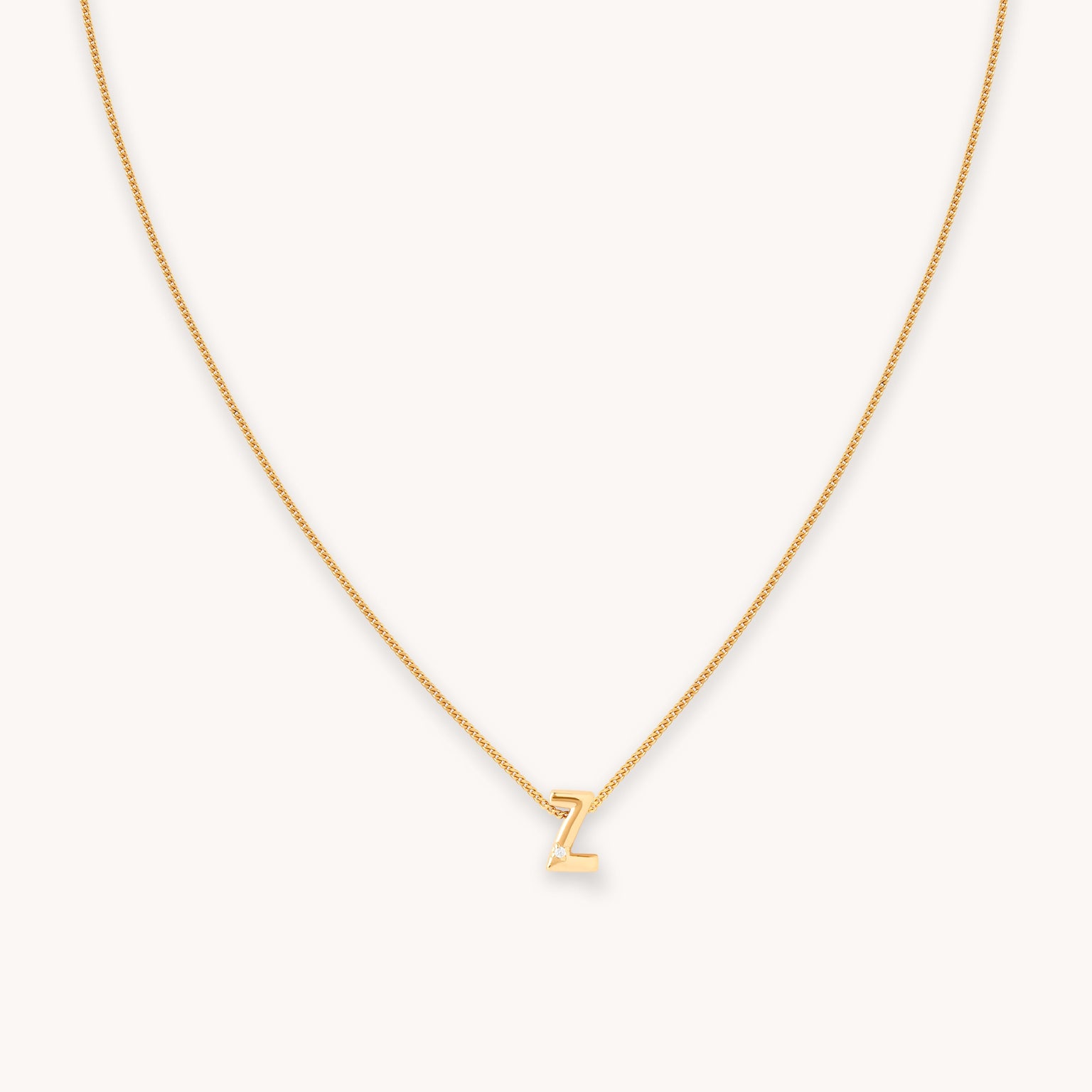 Z Initial Pendant Necklace in Gold