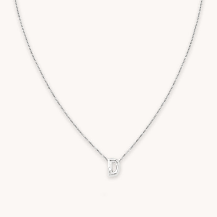 D Initial Pendant Necklace in Silver