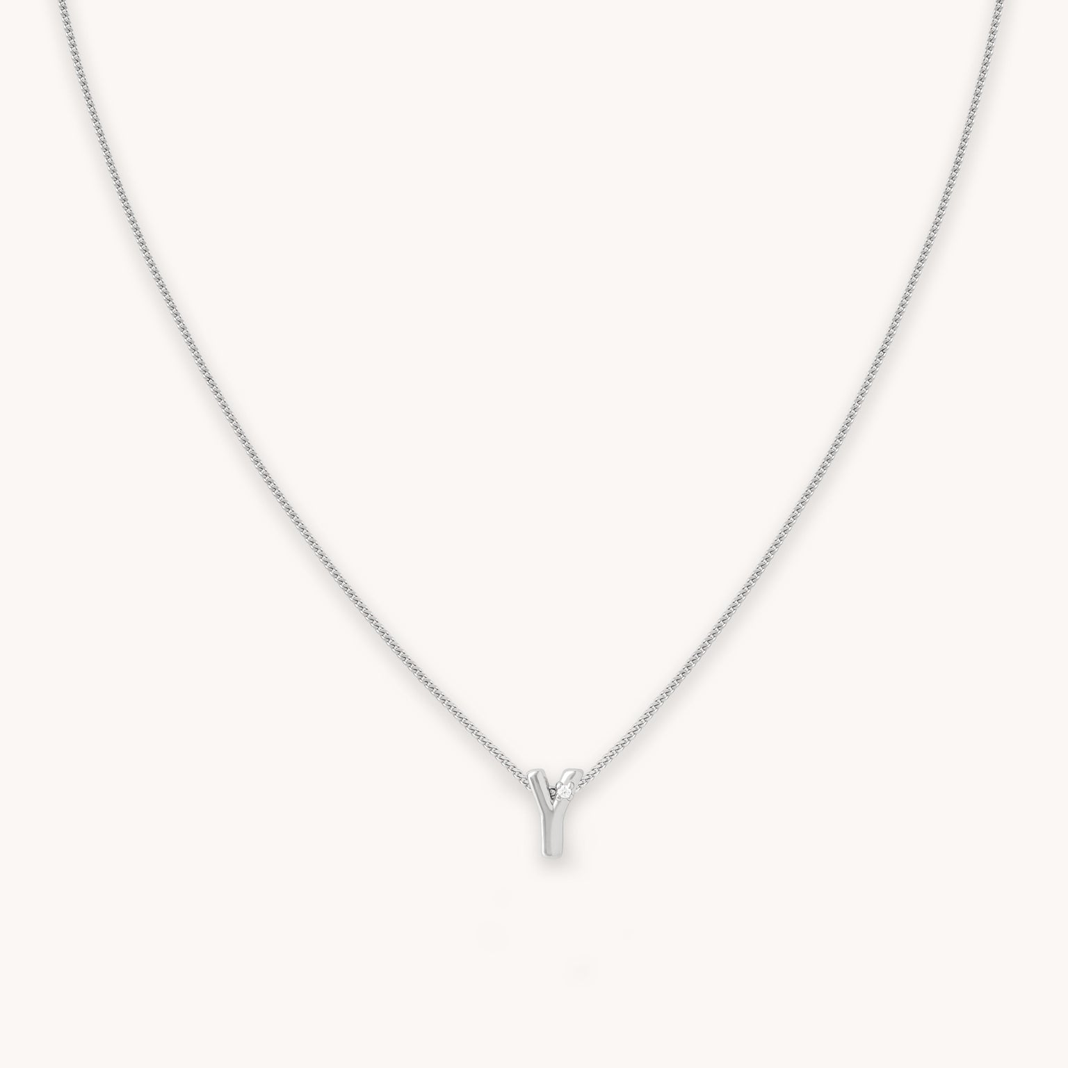 Y Initial Pendant Necklace in Silver