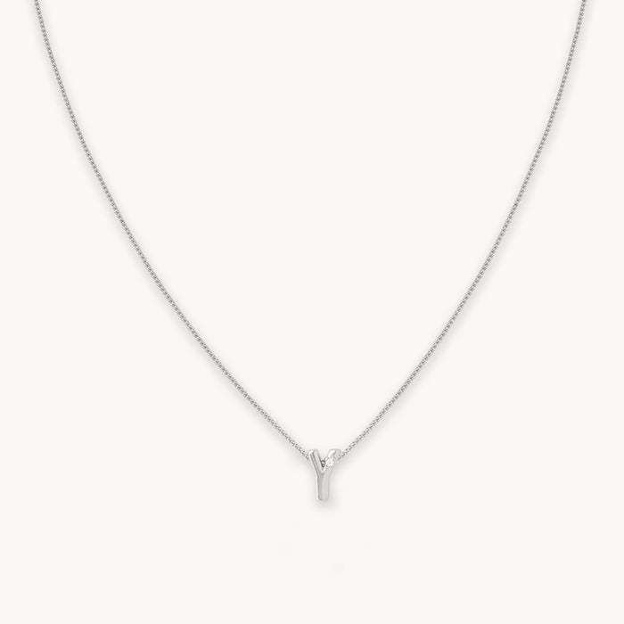 Y Initial Pendant Necklace in Silver