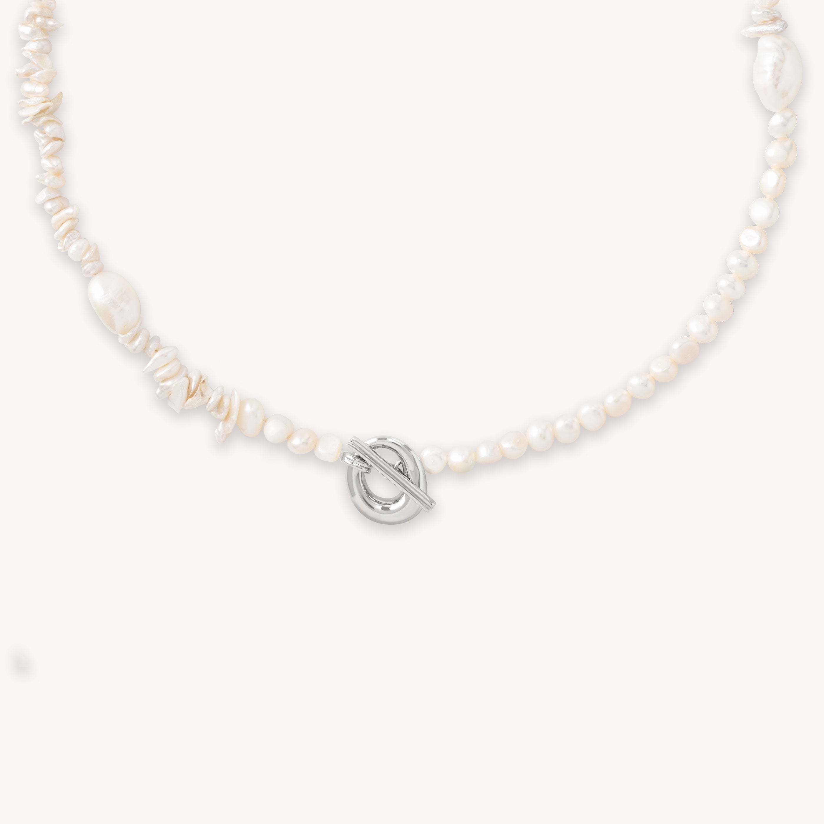 AM22-ENER-N-PTBAR-S  1489 × 1489px  Pearl Beaded T-Bar Necklace in Silver