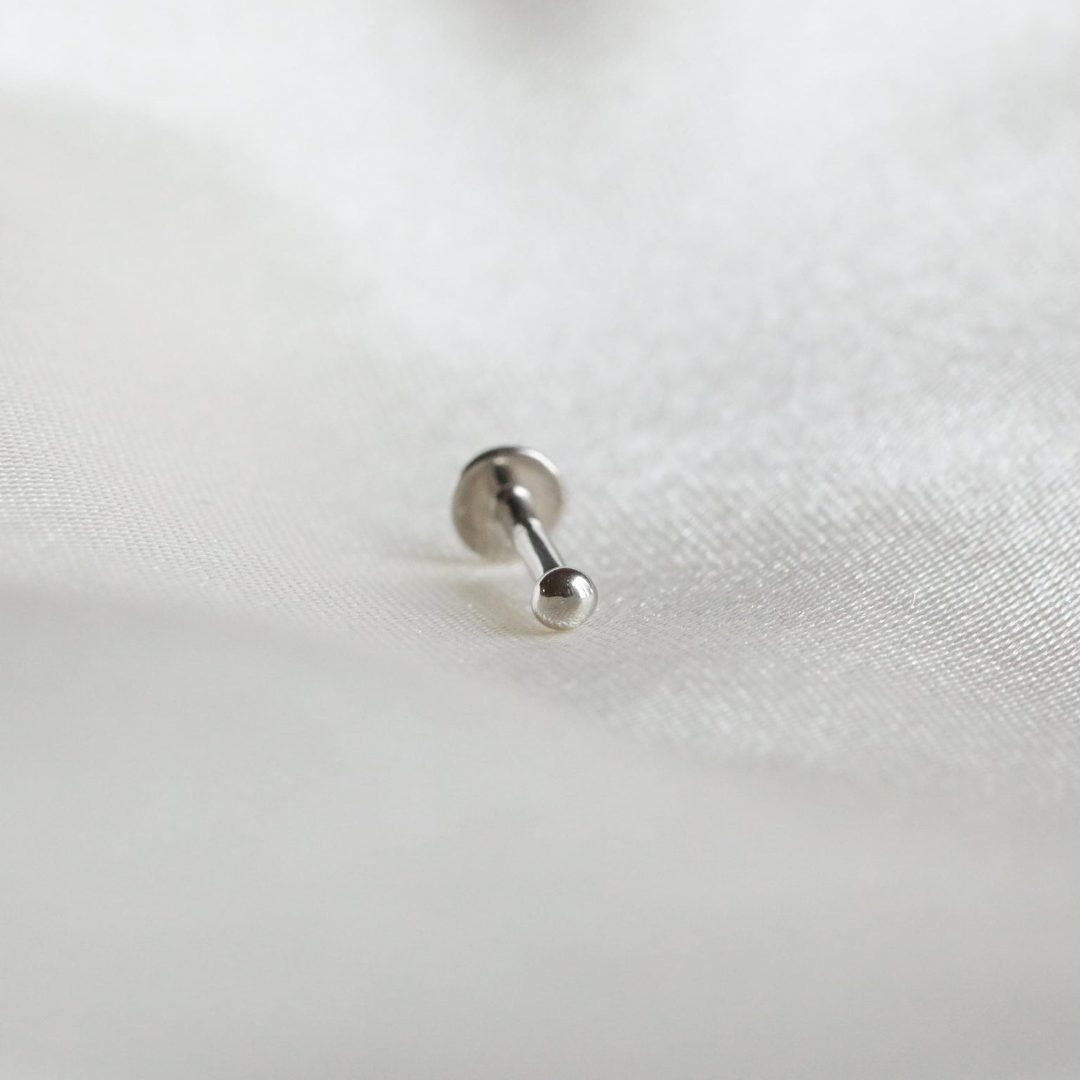 Solid White Gold Large Ball Piercing Stud