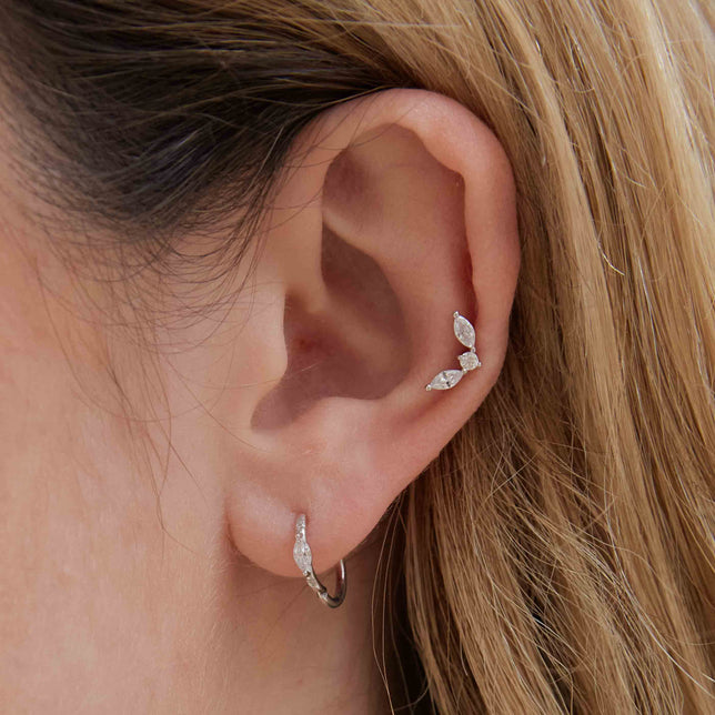 Solid White Gold Marquise Piercing Hoop