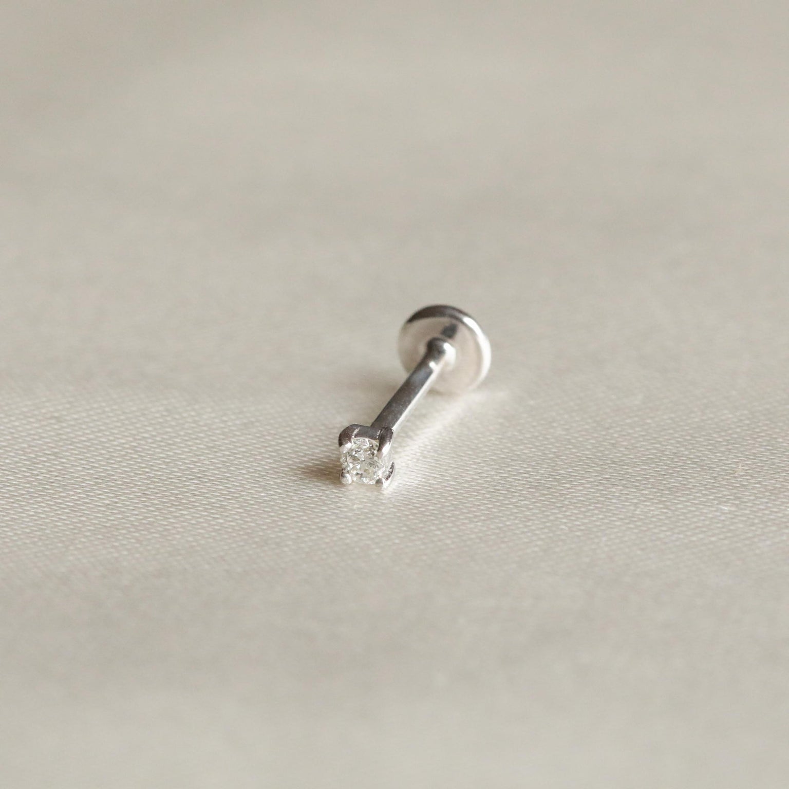 Solid White Gold Diamond Piercing Stud