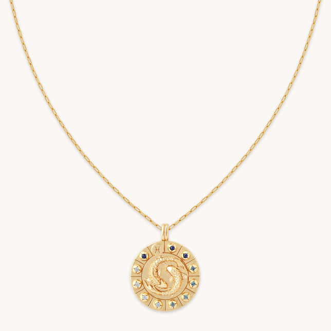 Bold Zodiac Pisces Pendant Necklace in Gold