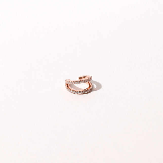 Illusion Double Crystal Ear Cuff in Rose Gold