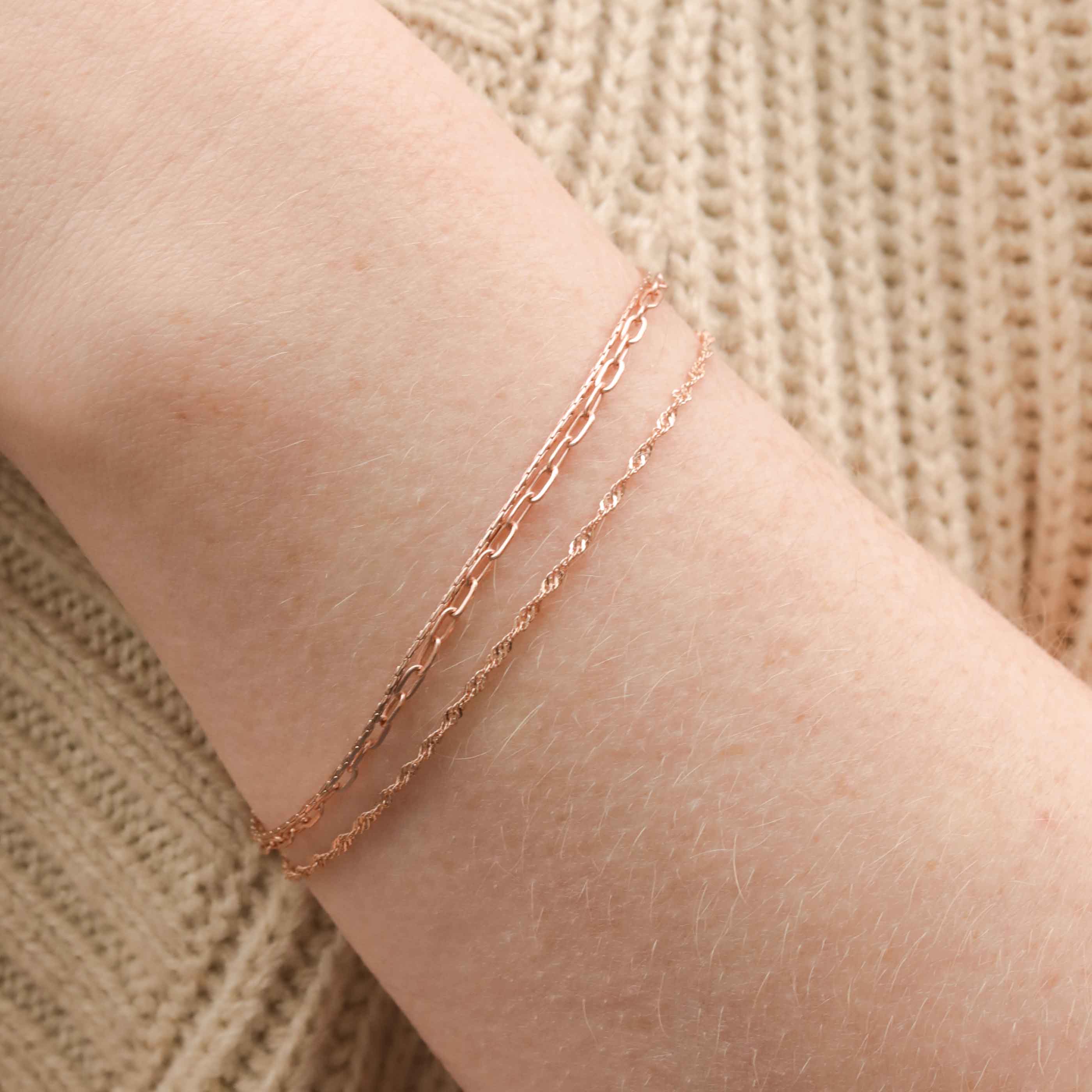 Double Chain Bracelet in Rose Gold