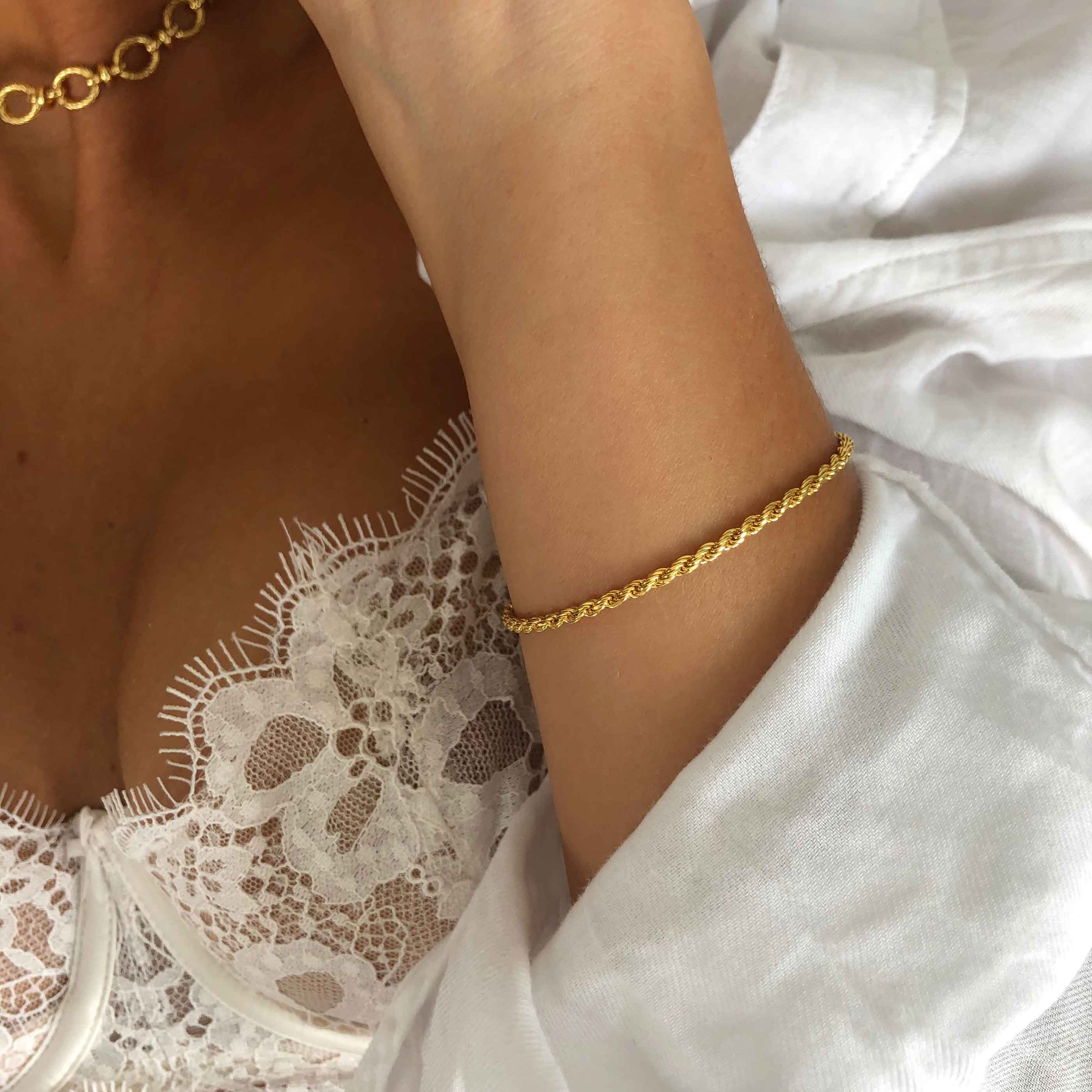 Rope Chain Bracelet in Gold worn image