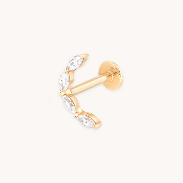 SOLID GOLD CRYSTAL CURVED PIERCING STUD CUT OUT