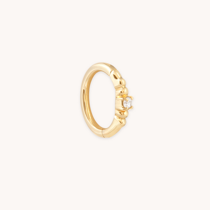SOLID GOLD CRYSTAL ROOK HOOP CUT OUT