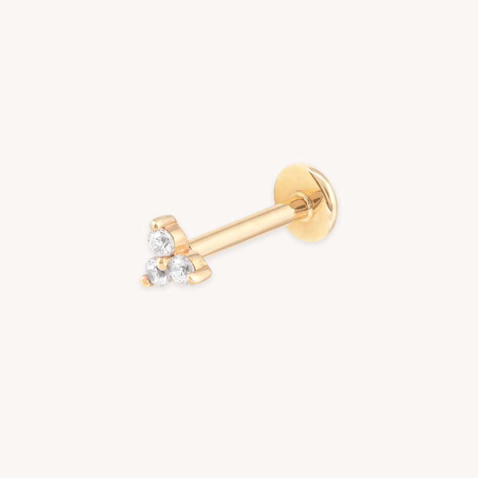 Triple Topaz Piercing Stud 6mm in Solid Gold