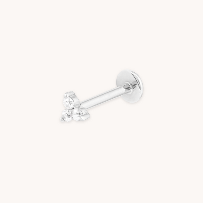 Triple Topaz Piercing Stud 6mm in Solid White Gold