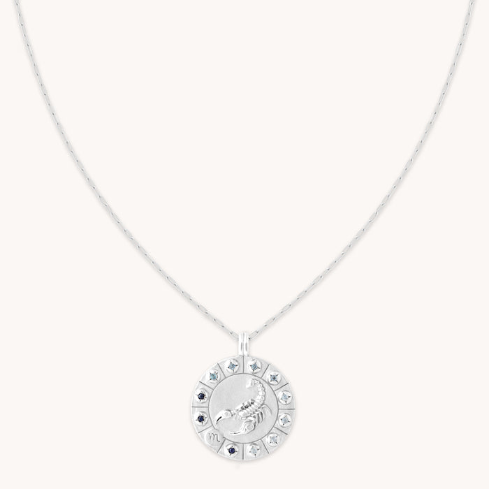 Scorpio Bold Zodiac Pendant Necklace in Silver