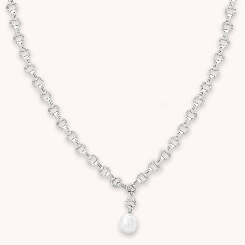 AM22-ENER-N-PL-S  2800 × 2800px  Pearl Link Chain Necklace in Silver