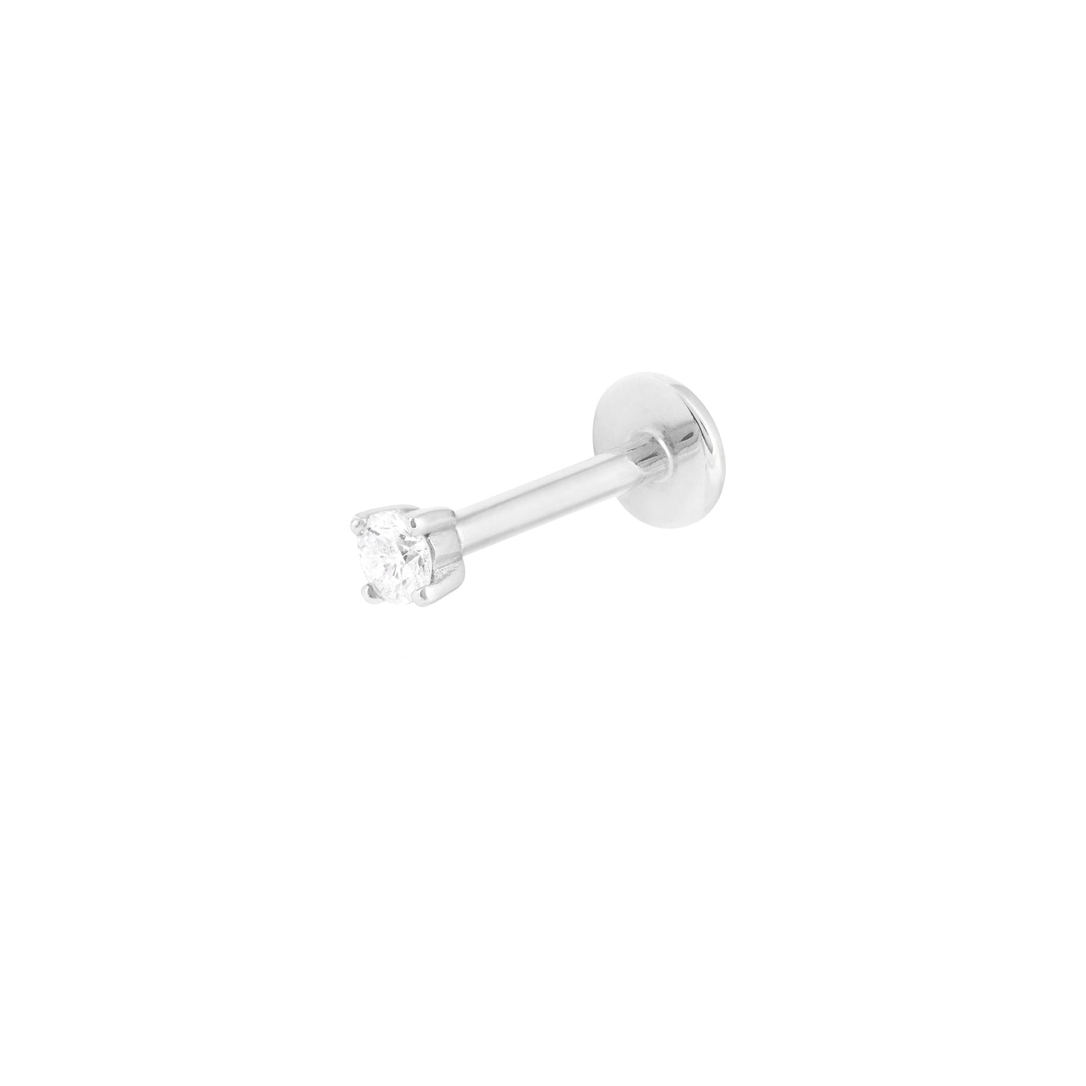 Solid White Gold Diamond Piercing Stud