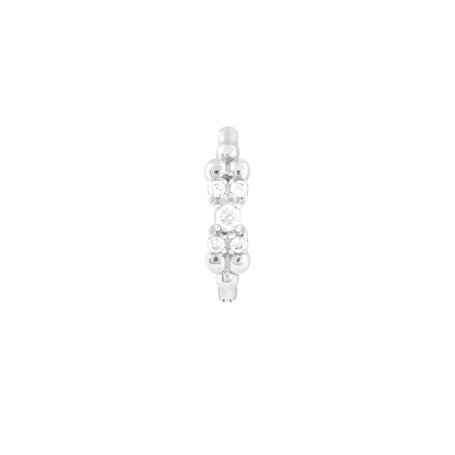 Solid White Gold Beaded Crystal Piercing Hoop