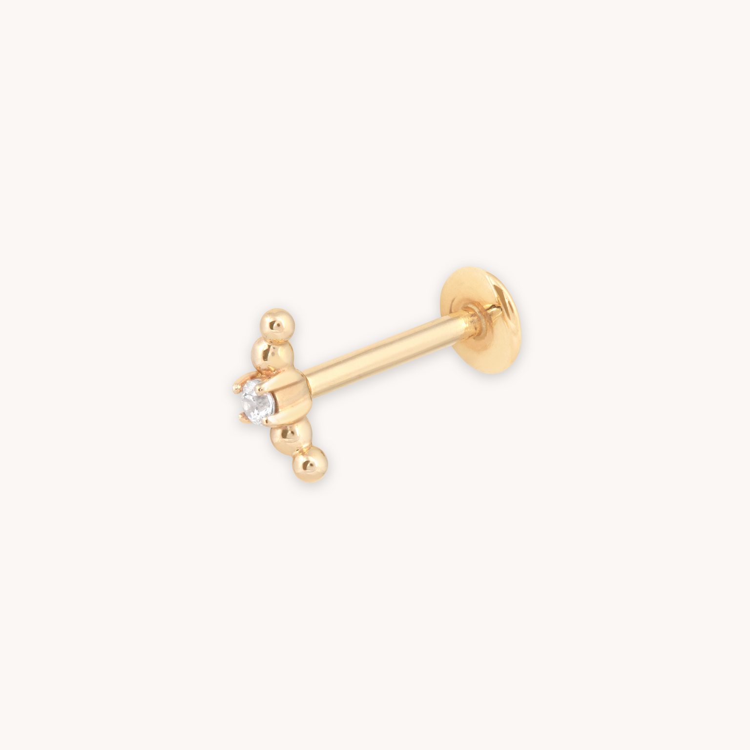 BEADED CURVED PIERCING STUD IN SOLID GOLD CUT OUT