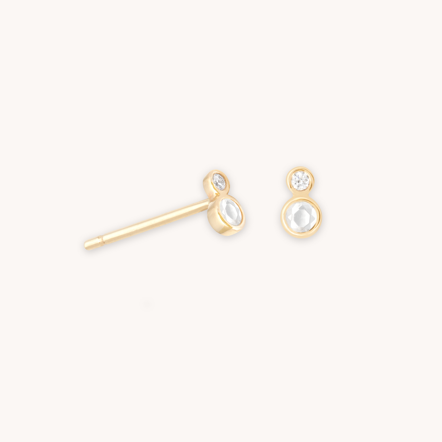 Double Topaz Stud Earrings in Solid Gold cut out