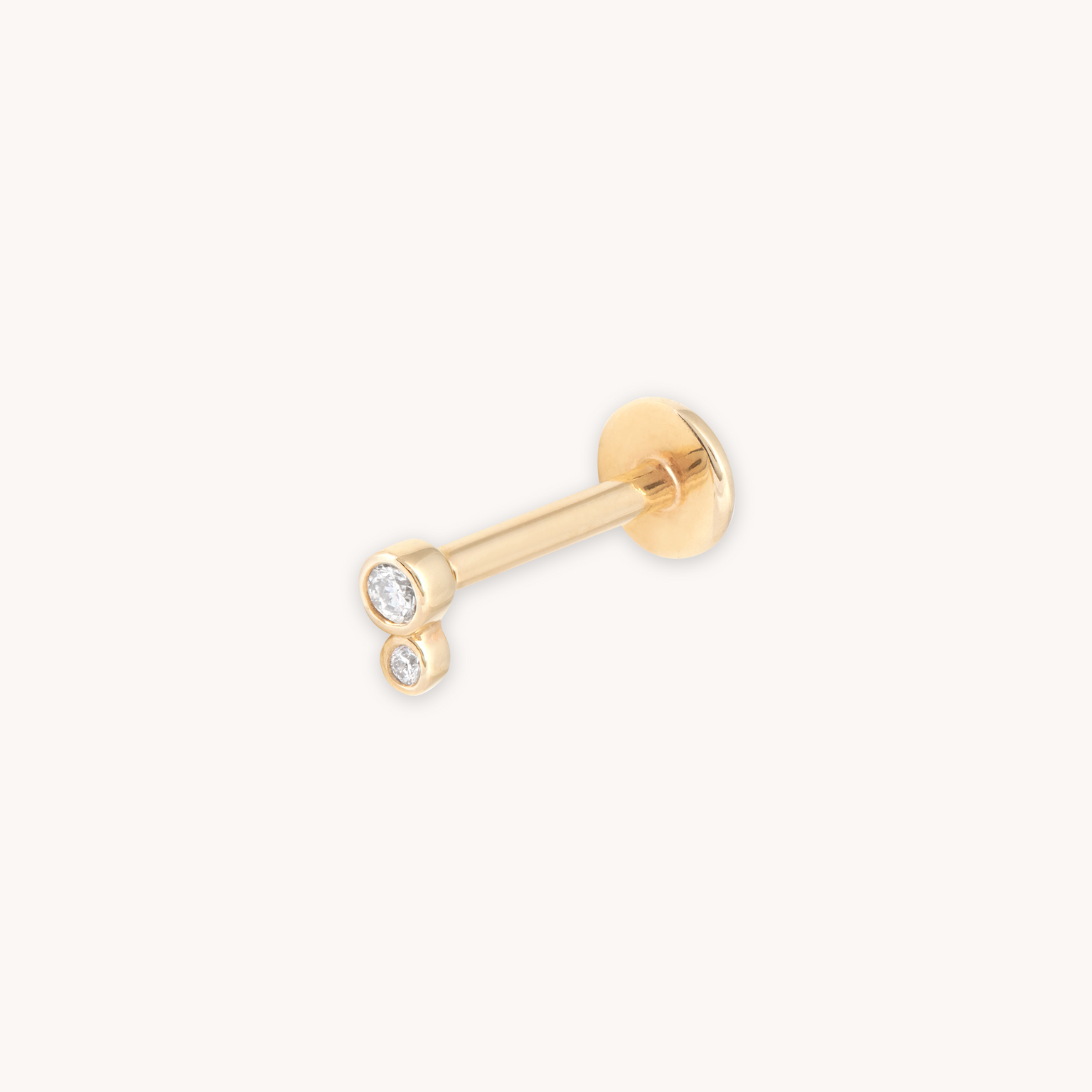 SOLID GOLD DOUBLE DIAMOND PIERCING STUD CUT OUT