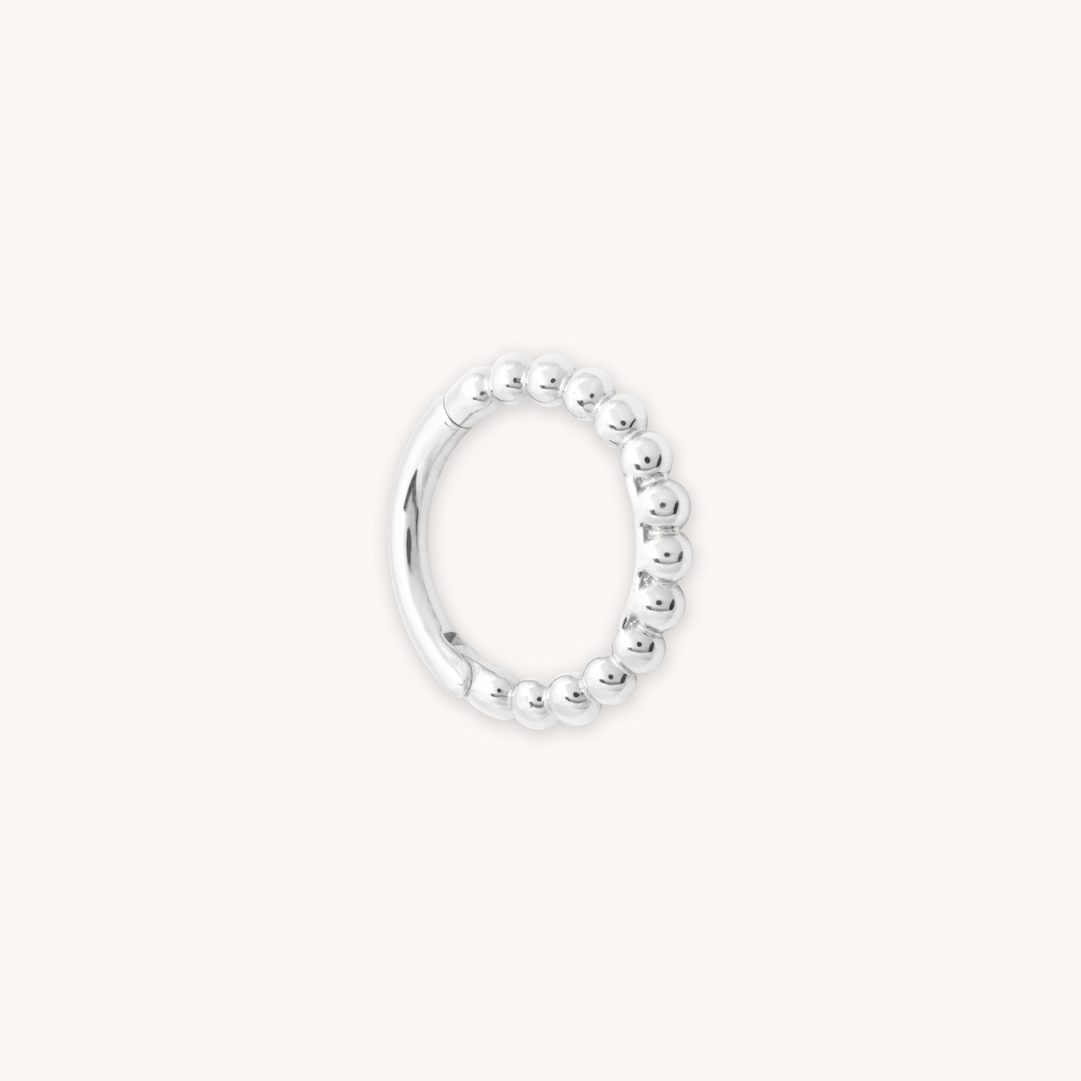 Solid White Gold Beaded Piercing Hoop Cut Out