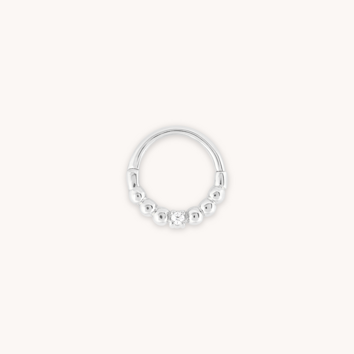 Solid White Gold Crystal Daith Hoop Cut out image