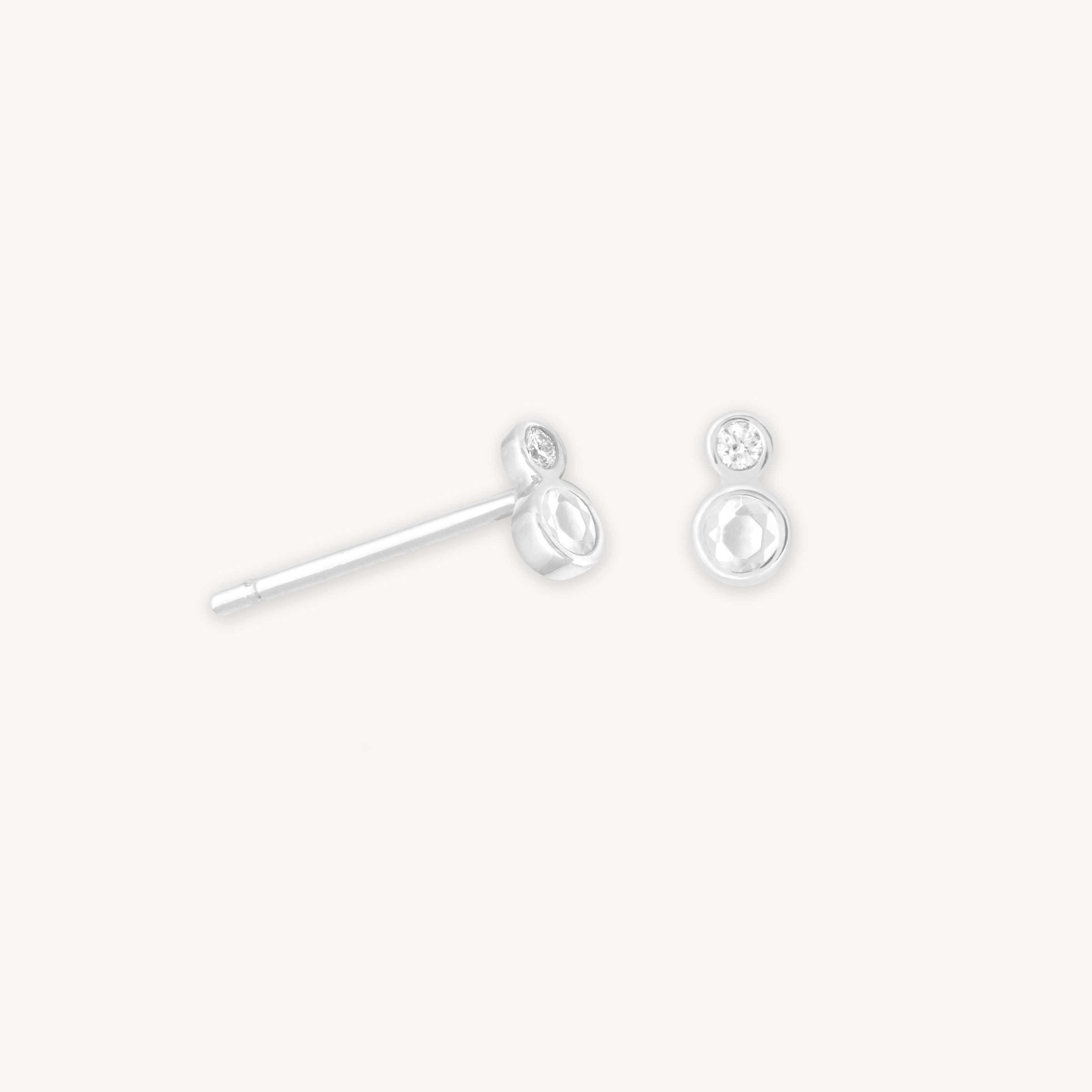 Double Topaz Stud Earrings in Solid White Gold cut out