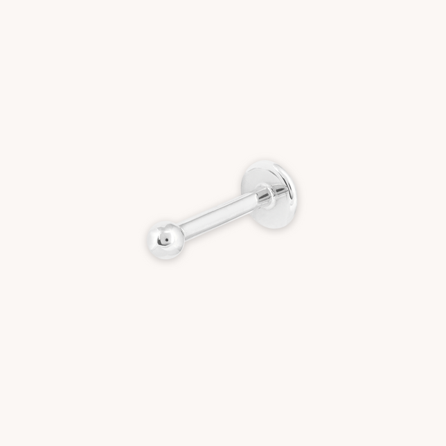 Solid White Gold Small Ball Piercing Stud cut out
