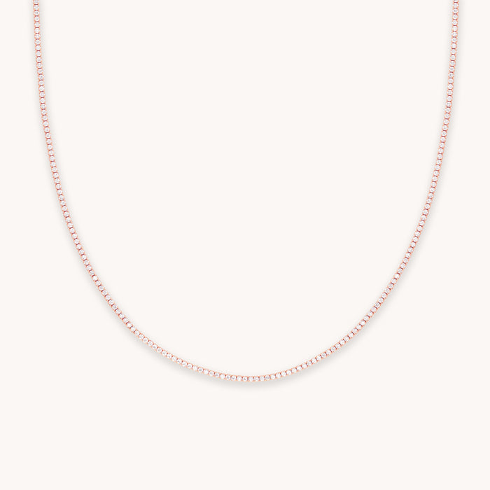 Tennis Chain Necklace in Rose Gold
