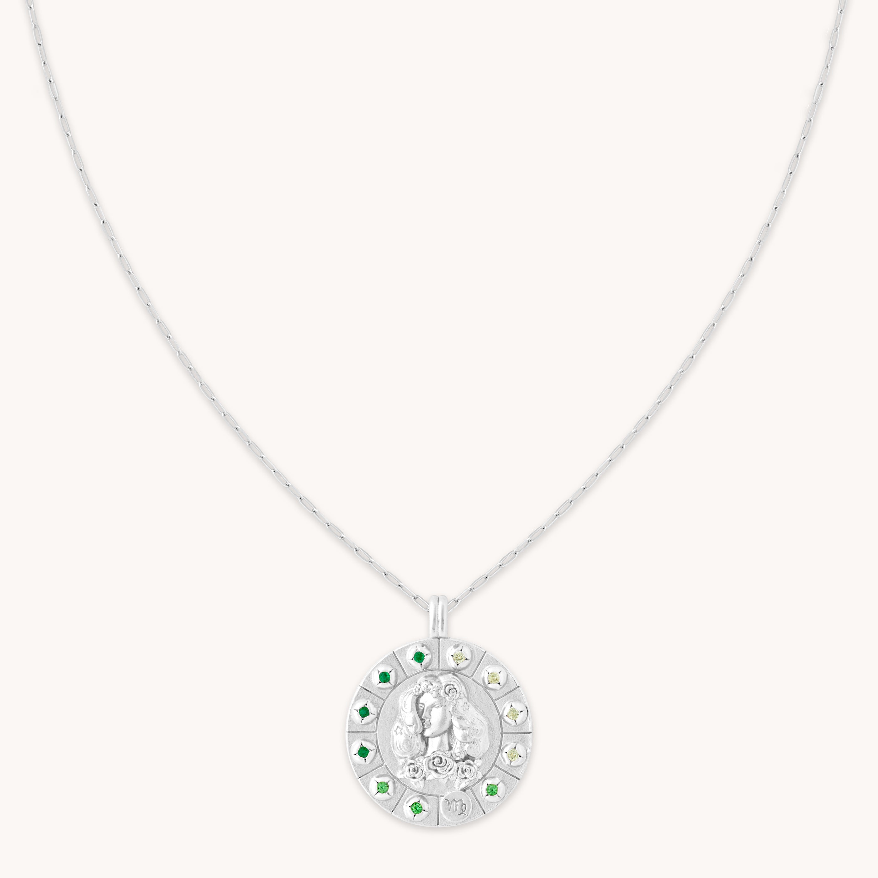 Virgo Bold Zodiac Pendant Necklace in Silver