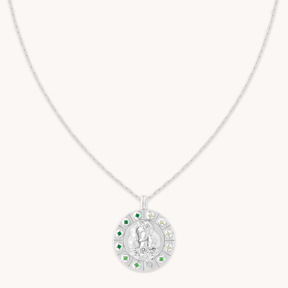 Virgo Bold Zodiac Pendant Necklace in Silver