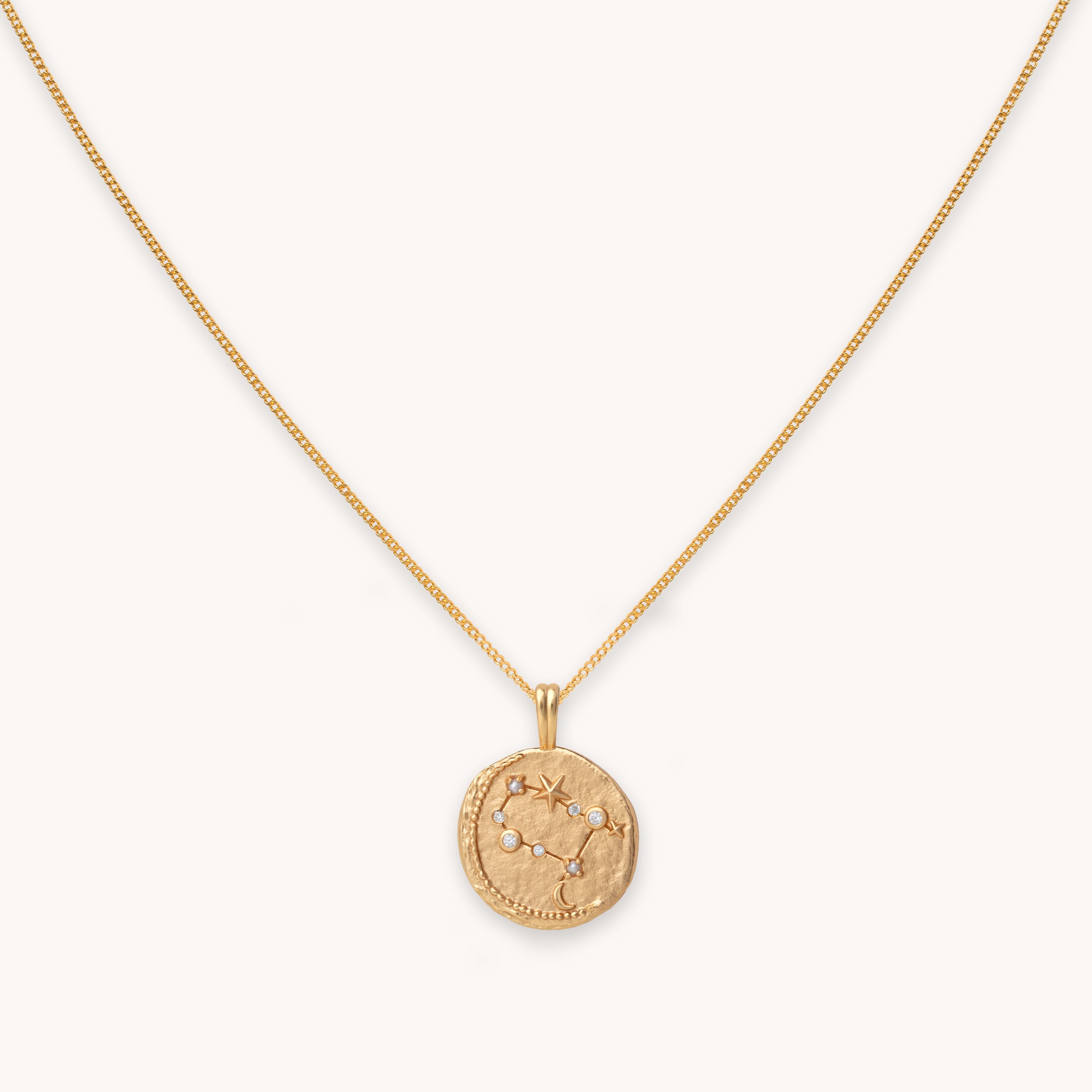 Gemini Zodiac Pendant Necklace in Gold