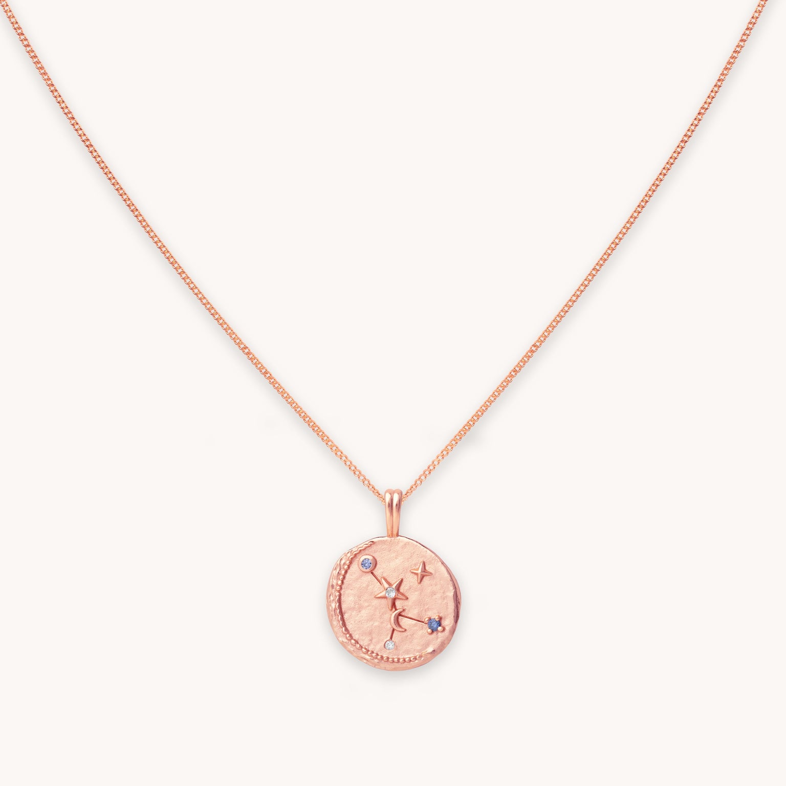 Cancer Zodiac Pendant Necklace in Rose Gold