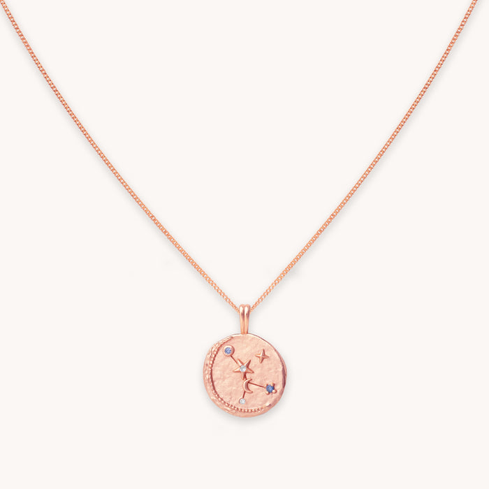 Cancer Zodiac Pendant Necklace in Rose Gold