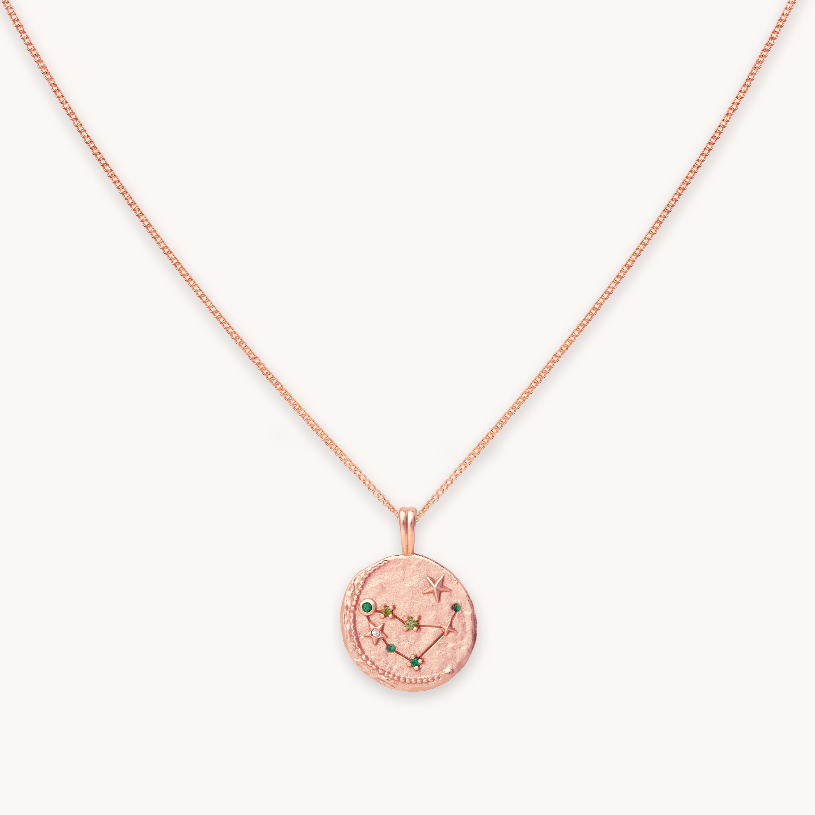 Capricorn Zodiac Pendant Necklace in Rose Gold