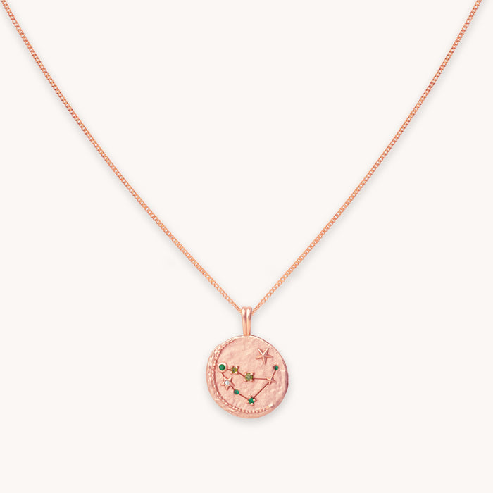 Capricorn Zodiac Pendant Necklace in Rose Gold