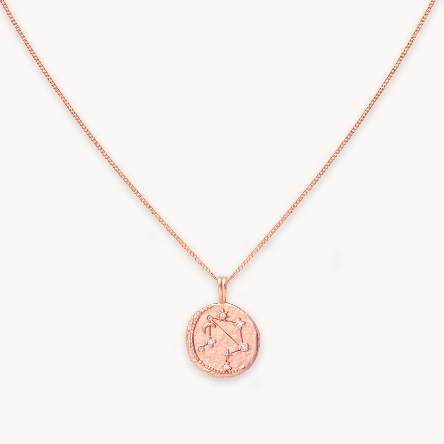 Libra Zodiac Pendant Necklace in Rose Gold