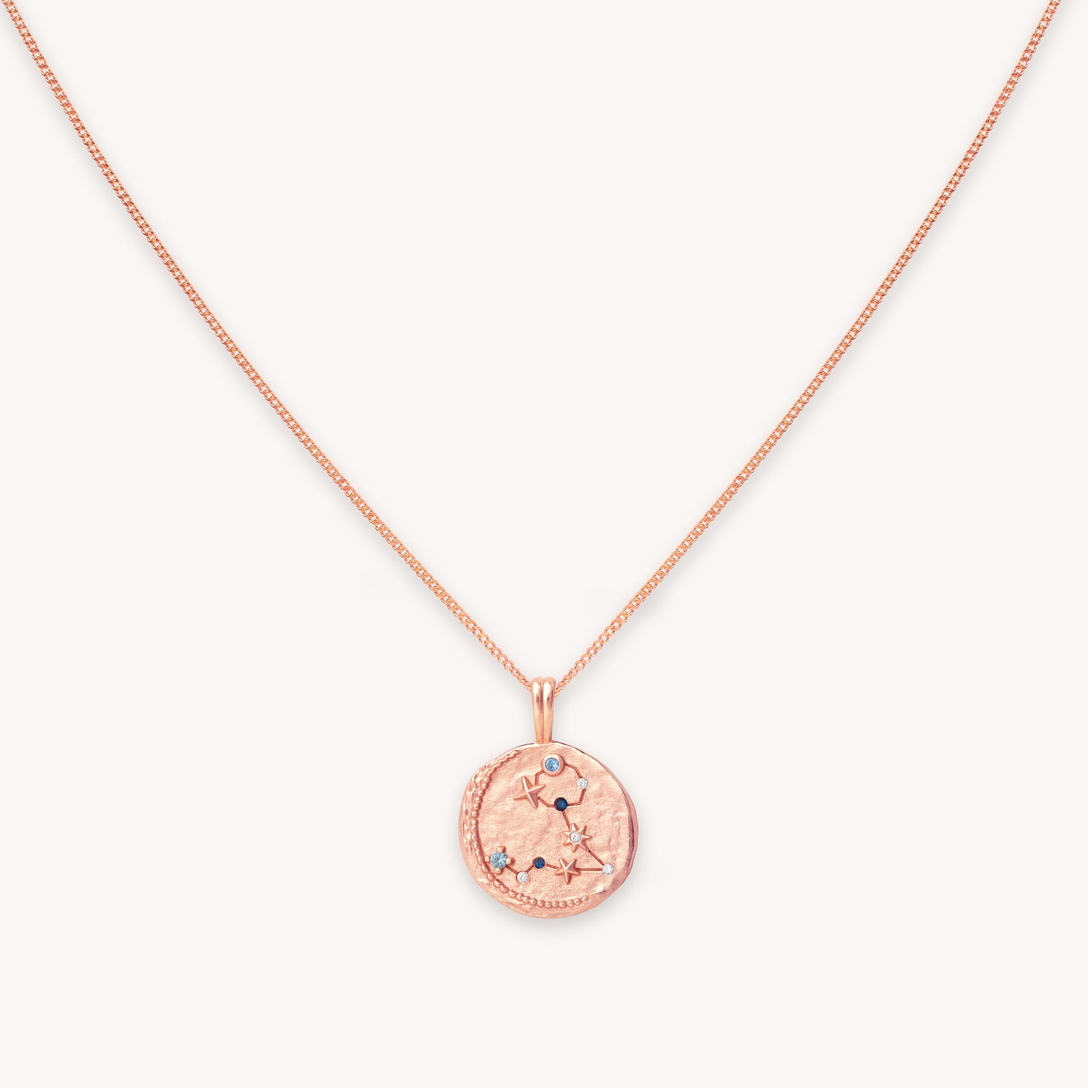 Pisces Zodiac Pendant Necklace in Rose Gold